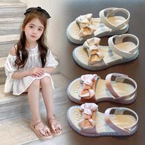 The net red girl butterfly bow sandals 2023 summer new girl soft soles children fashion baby princess shoes