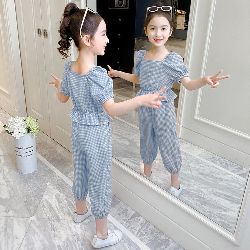 Girls Summer Summer 2023 New Young Children's Boomer Boy Bottom Clothes Two Pieces of Web Red Girls Summer Clothes