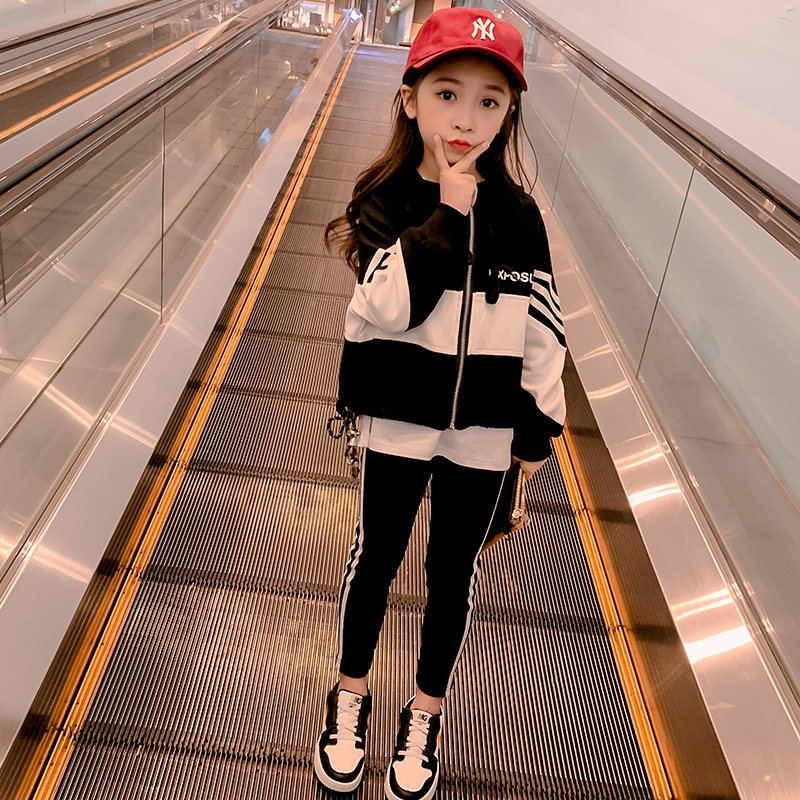 Girl suit Fall 2022 New Korean version of the Korean version of the young girl Spring and autumn Children's clothing nets Red movement Three suits