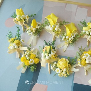 明黄色新郎婚礼胸花伴郎襟花新娘伴娘手腕花宴会仿真花结婚用品