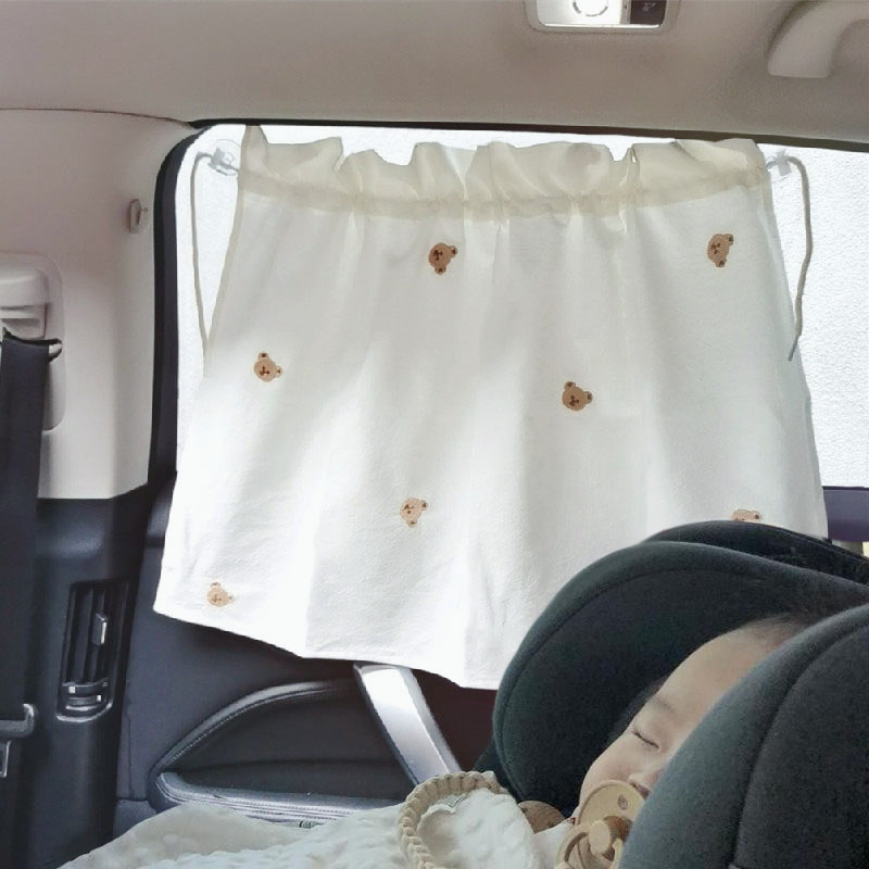 ins wind embroidery small bear cherry children car curtain car blinds for car blinds universal heat shield sunscreen sunscreen
