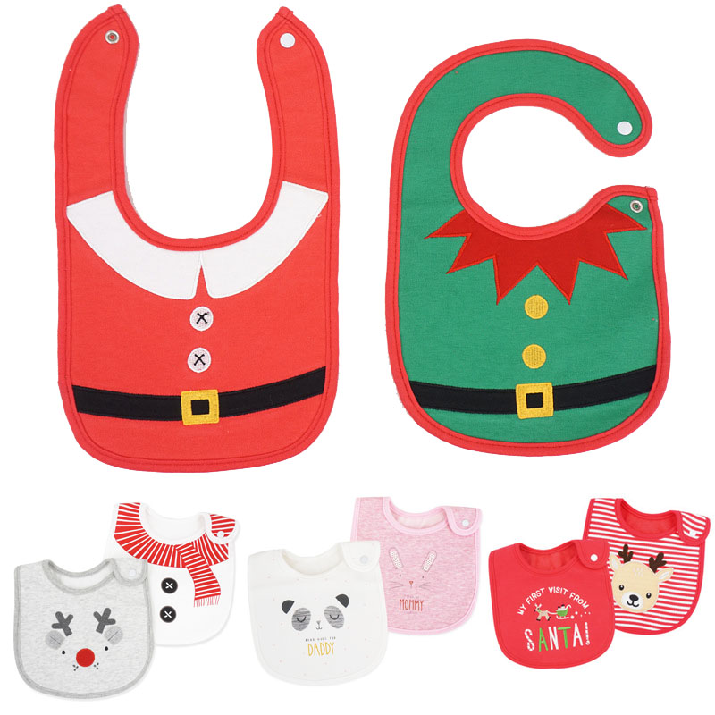 Spring Autumn Winter Thick Baby Waterproof Pure Cotton Walled Pocket Baby Full Cotton Saliva Towel Newborn Christmas Dress