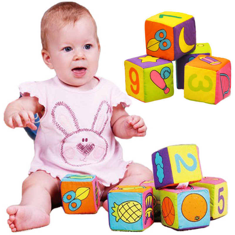 Baby cloth building block hand rattle awareness of digital bub building blocks newborn baby puzzle early teaching cloth art toy