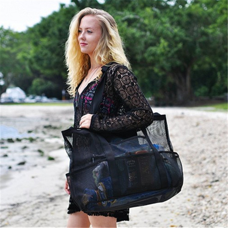 XL Beach Portable Mesh Bag Satchel Bag Mesh Travel Storage Bag Children Go To The Beach Toy Storage Beach Bag