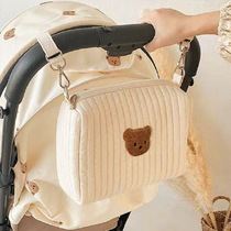 Korean in wind embroidered bear derivative baby cart trailer zipper bag Mommy out diaper bag