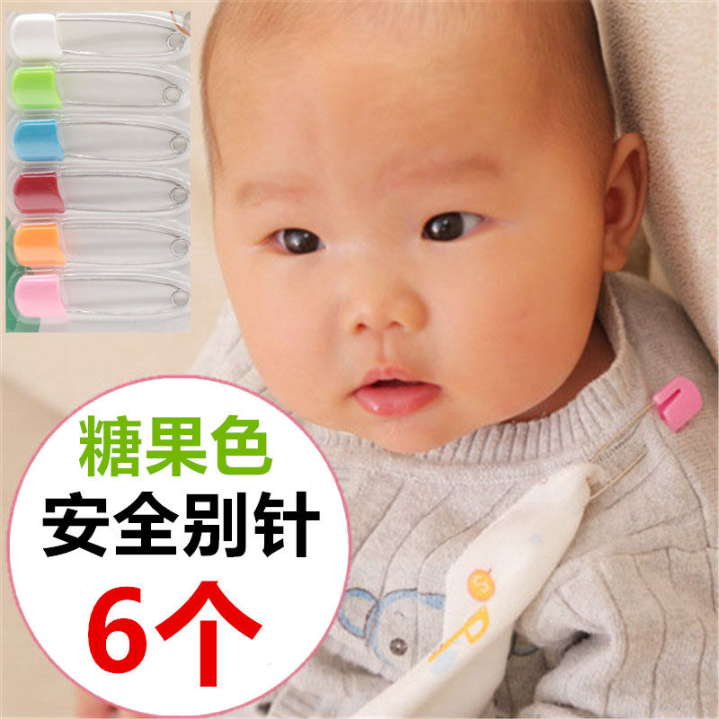 Candy Color Large Number of children Safety pins Baby Baby Saliva scarves with fixed pins Set of 6 only