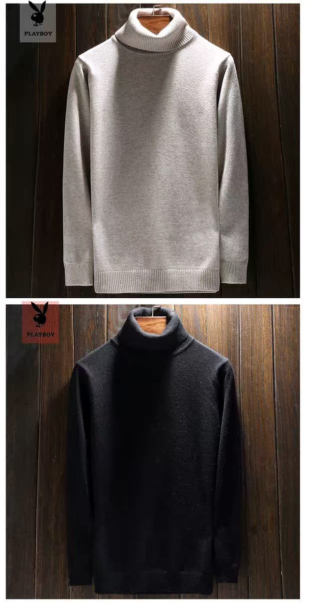 Playboy áo len cashmere cao cổ tinh khiết nam dày Slim Slim Áo len cashmere mùa đông chạm đáy áo len thủy triều áo len nam trung tuổi