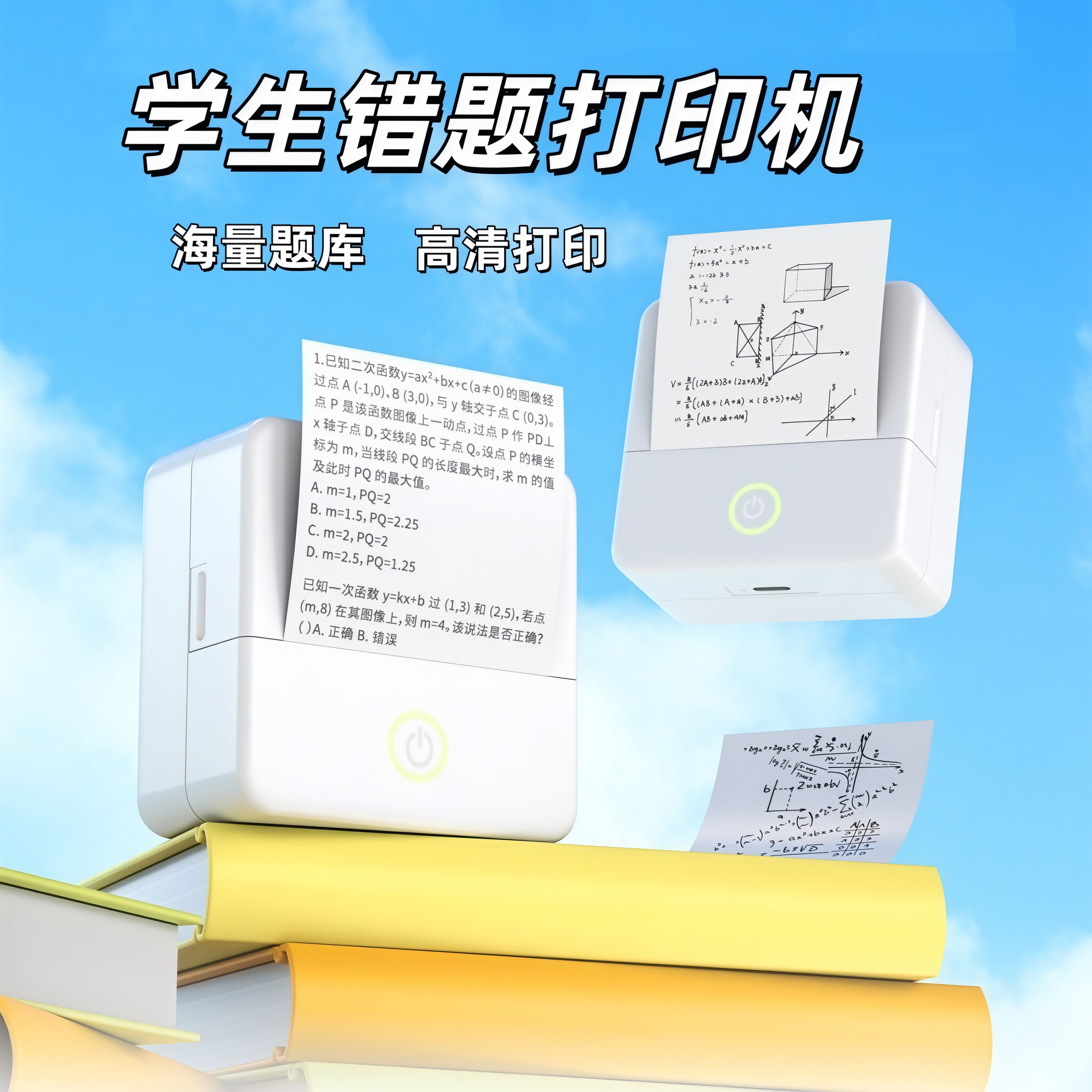 Student Error Correction Printer Portable Mini Small Portable Home-Use High-Definition Error Correction for Middle and High School Assignments