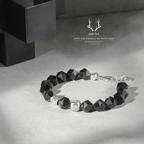 AWNL gold obsidian M meteorite bracelet male Nordic niche design ins simple to send boyfriend advanced birthday gift