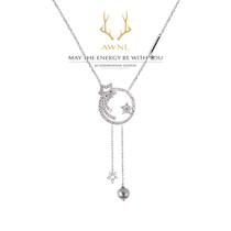 AWNL stars and moon accompanied M meteorite necklace female niche design light luxury European and American ins to send girlfriends high-end birthday gifts