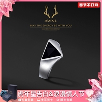 AWNL Star Domain Black Onyx Male Ring Light Luxury European and American ins Design to Send Boyfriend Romantic Premium Valentine's Day Gift