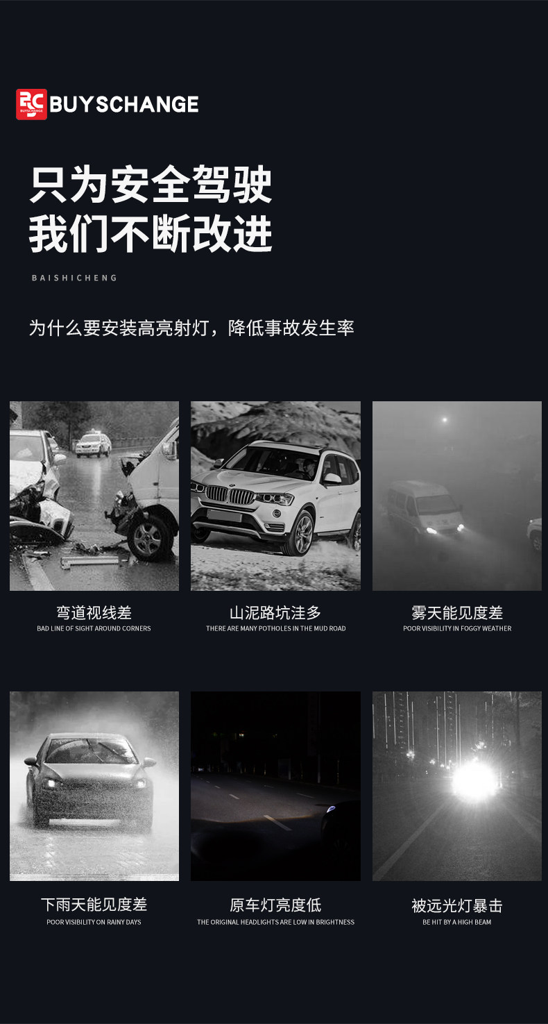 Внедорожные огни 汽车中网隐藏式射灯高亮改装led激光越野货车雾灯黄白双色铺路灯