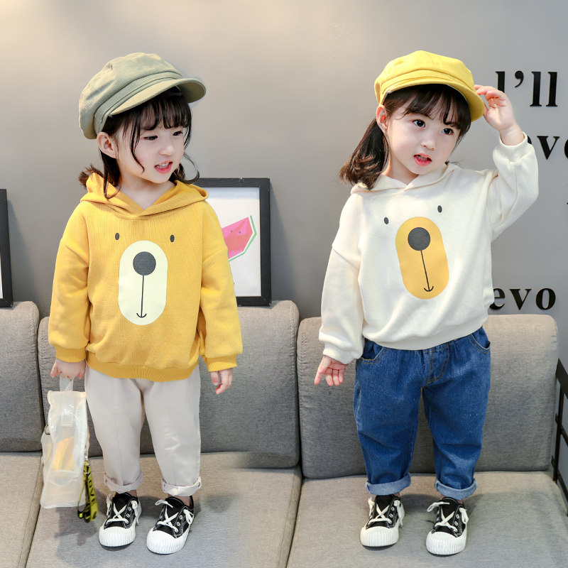 Female baby Autumn 2020 new children cute thick cotton T girls autumn and winter baby knitted top base shirt tide