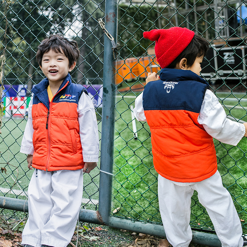 Tianquan Taekwondo vest autumn and winter training custom children's adult thickened warm down cotton vest vest