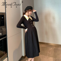 Men & Joni montomi maternity wear autumn and winter fashion dress lapel knits sweater skirt medium length
