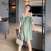 Men & Joni Montomi pregnant women summer dress off-the-shoulder super hot mom flowing long chiffon long