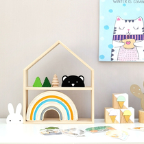 ins Nordic small house shelf storage rack solid wood childrens room Wall Wall wall hanging partition no hole