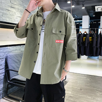 Net red shirt men ins tide men loose Joker Korean version of lazy wind jacket autumn harbor wind chic tremble tide card c