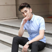 Suit shirts Mens short sleeves 2021 New business anti-wrinkle minimalist about 100 hitch civil service interview Clothing Soil Complet Thin
