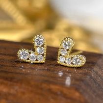 Huitan Heart Stud Earrings Gold Color Newly Designed Chic