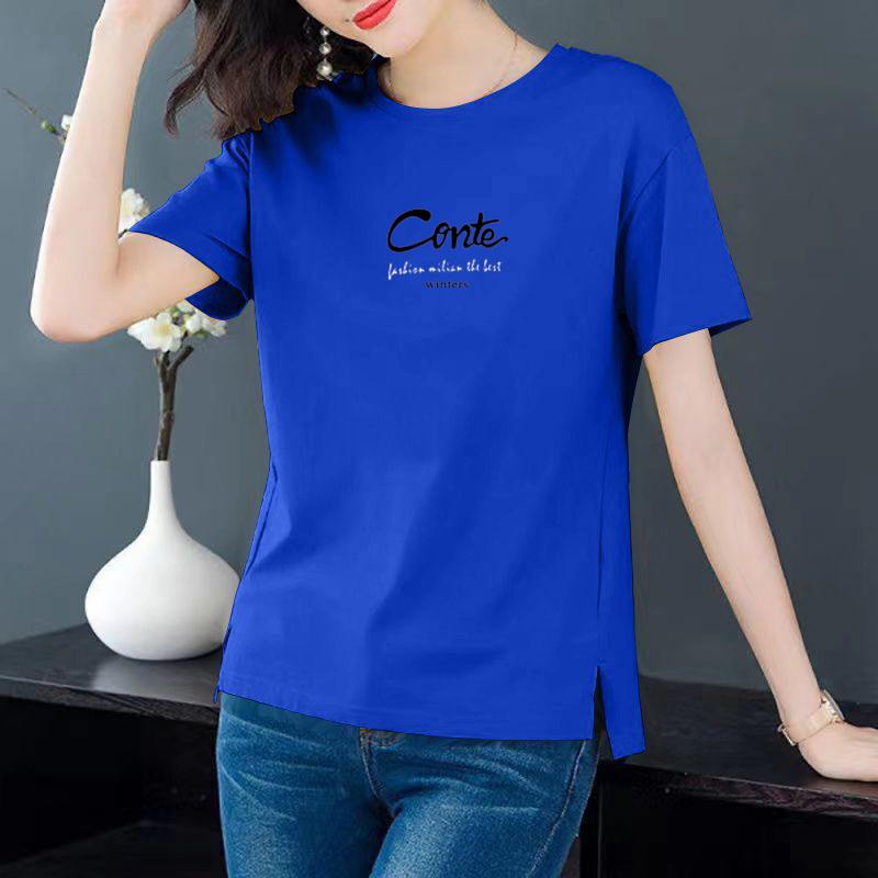 Summer Pure Cotton Short-Sleeved T-Shirt for Women 2026 New Korean Style Loose Slimming Middle-Aged Mother Round Neck Stylish T-Shirt Summer Wear