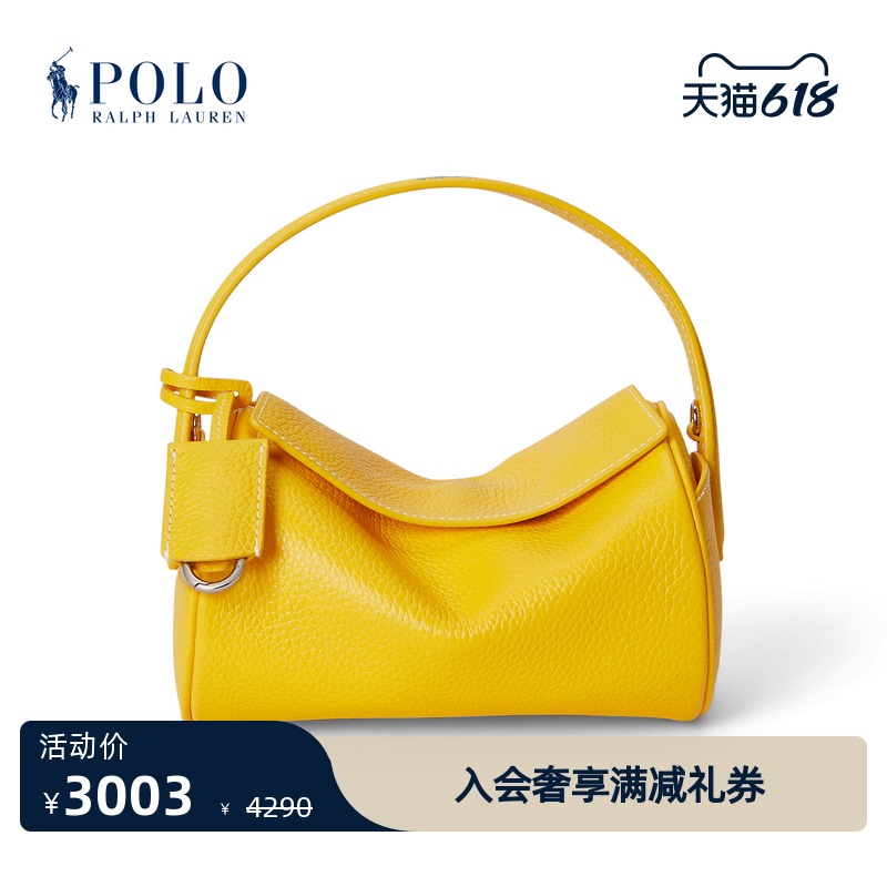 【Polo Play】Ralph Lauren/Ralph Lauren Women's 26 Spring Leather Mini Crossbody Cylinder Bag
