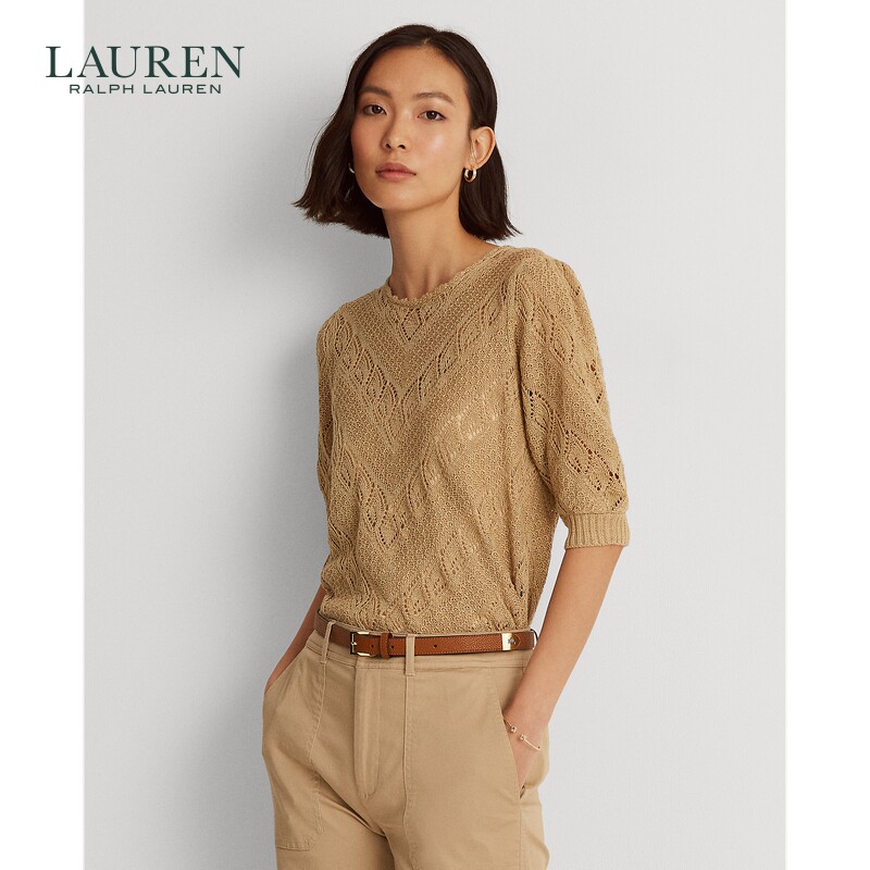 Lauren Ralph women's dress 22 years of spring loose twill mesh-knitted sweatshirt RL60835