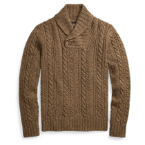 RRL Mens Fall 24 Loose Aran Green Fruit Collar Sweater RL93736