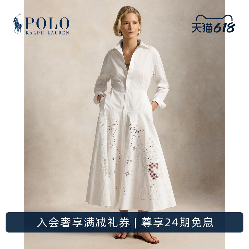 Ralph Lauren/Ralph Lauren Women's Clothing 26Th Summer Cotton Eyelet Shirt Dress Rl27925 Ralph Lauren/Ralph Lauren Women's Clothing 26Th Summer Cotton Eyelet Shirt Dress Rl27925