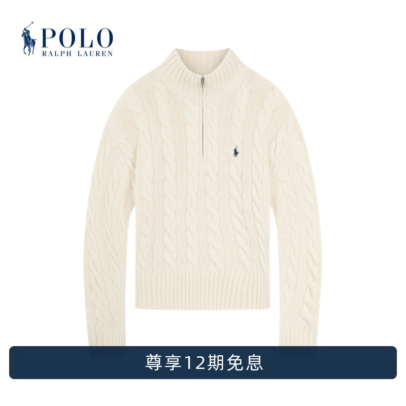 Ralph Lauren/Ralph Lauren Women's Classic Loose Fit Half-Zip Knit Sweater