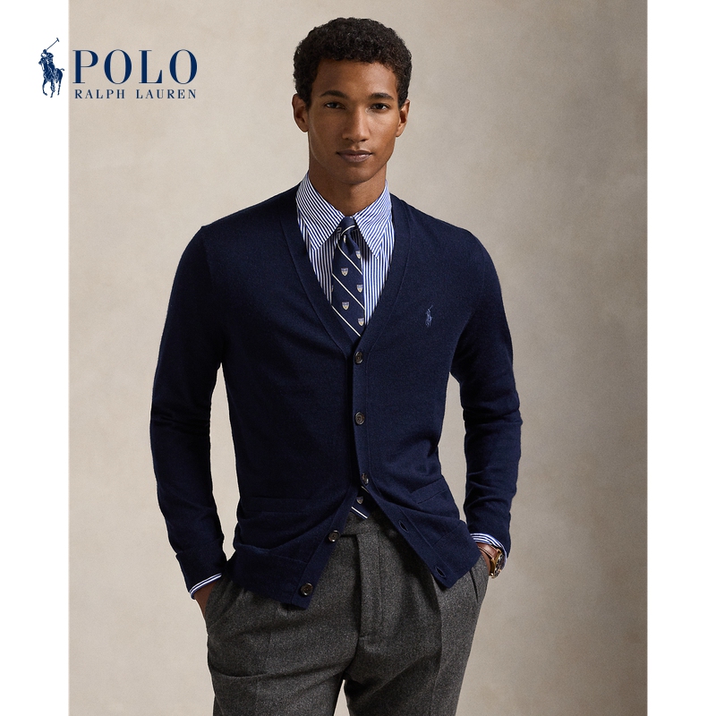 Ralph Lauren/Ralph Lauren Men's Classic Slim Fit V-Neck Knitted Wool Cardigan