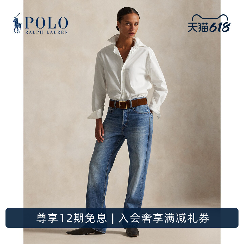 Ralph Lauren/Ralph Lauren Women's Classic Cotton High-Waisted Loose Straight Jeans Rl27287 Ralph Lauren/Ralph Lauren Women's Classic Cotton High-Waisted Loose Straight Jeans Rl27287
