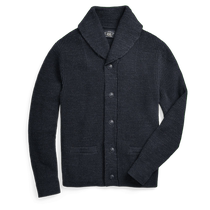 RRL Mens Fall 24 Cotton Green Fruit Collar Knitted Cardigan RL93742