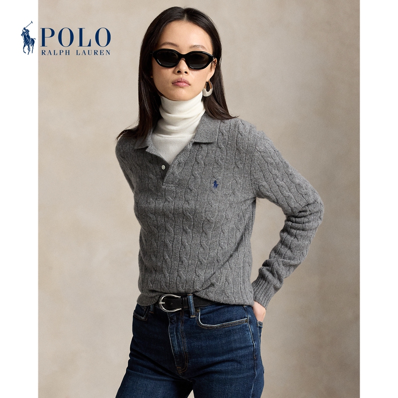 Ralph Lauren/Ralph Lauren Women's Classic Cable Knit Polo Sweater Rl27245