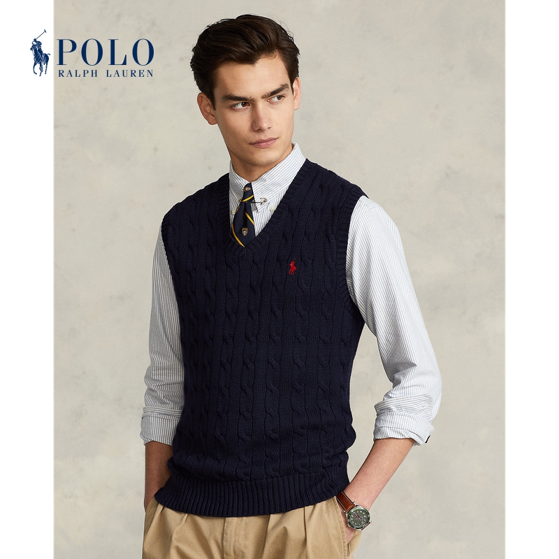 Ralph Lauren/Ralph Lauren Men's Classic Cable-Knit Cotton Knit Vest Rl15101