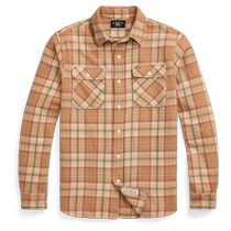 RRL Mens Fall 24 plaid twill cotton work shirt RL93775