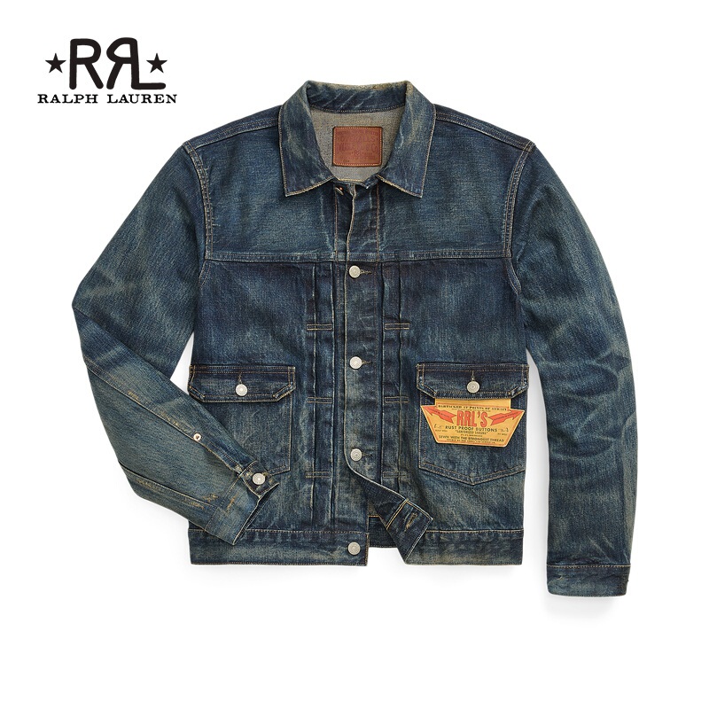 Rrl Men's Clothing Classic Retro Style Westview Denim Motorcycle Jacket Rl93791