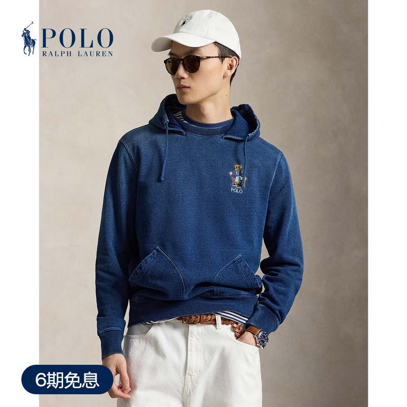 Ralph Lauren/Ralph Lauren Men's 26 Fall Polo Bear Indigo Cotton Terry Cloth Hoodie Ralph Lauren/Ralph Lauren Men's 26 Fall Polo Bear Indigo Cotton Terry Cloth Hoodie