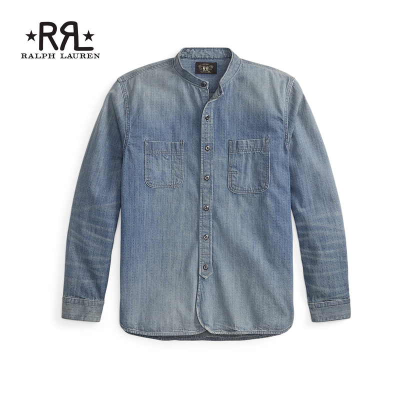 Rrl Men's Clothing 26Th Autumn Indigo Denim Cotton Work Shirt Rl96185 Rrl Men's Clothing 26Th Autumn Indigo Denim Cotton Work Shirt Rl96185