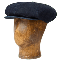 RRL mens and womens same style autumn 24 indigo cotton denim newsboy cap RL93754