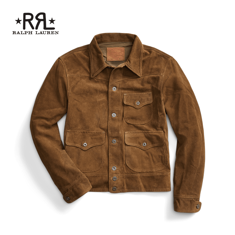 RRL men's clothing classic with coarty cow suede leather jacket RL90778-Taobao