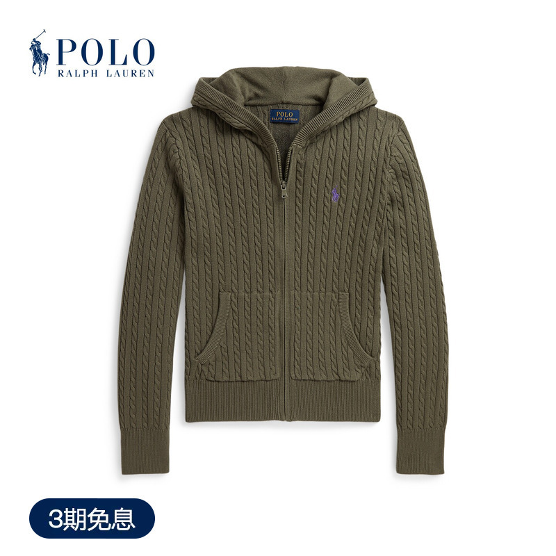 Ralph Lauren/Ralph Lauren Girls' 26Th Autumn Mini Cable Knit Cotton Full-Zip Hoodie Ralph Lauren/Ralph Lauren Girls' 26Th Autumn Mini Cable Knit Cotton Full-Zip Hoodie