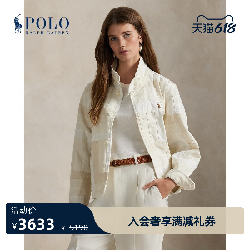 Ralph Lauren/Ralph Lauren Women's Classic Loose Fit Patchwork Cotton Half-Turtleneck Jacket