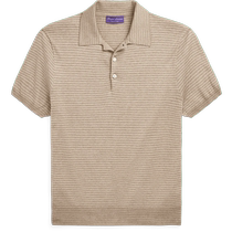 PURPLE LABEL Mens Fall 24 classic striped Polo collar sweater RL93604