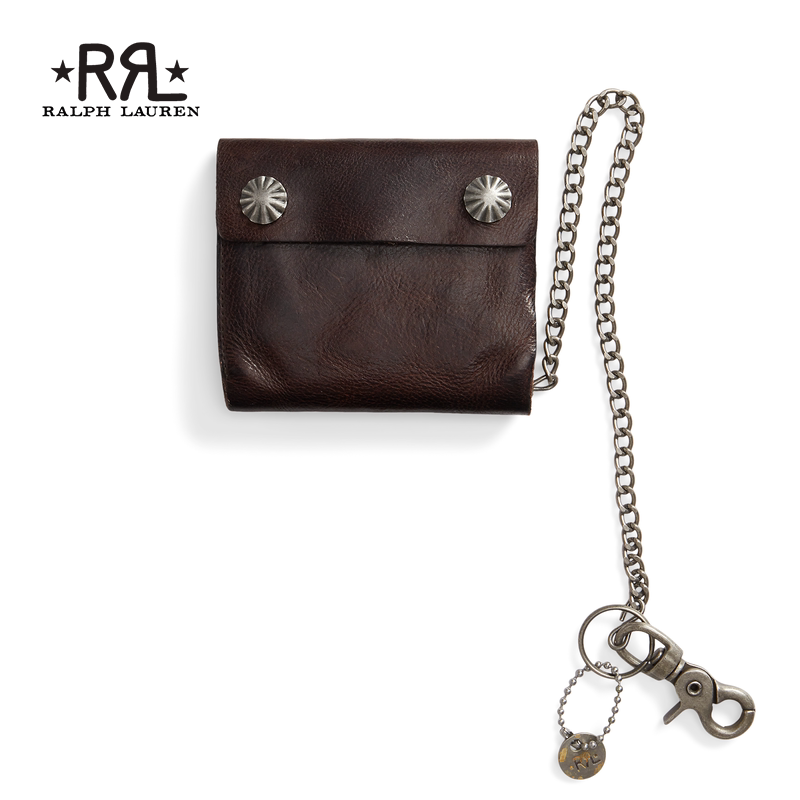 Rrl Men's Classic Carved Button Leather Chain Wallet Rl90361 Rrl Men's Classic Carved Button Leather Chain Wallet Rl90361