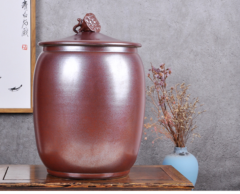 Jingdezhen ceramic barrel ricer box sealing caddy fixings 30 kilo meters pot store content box moistureproof insect - resistant meter altar