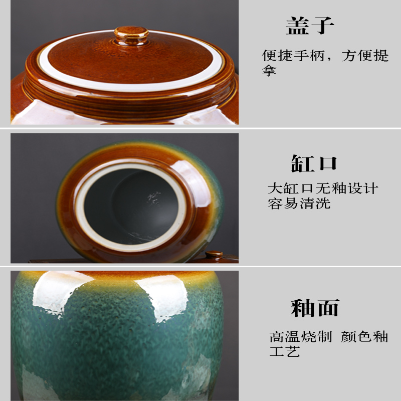 Jingdezhen ceramic barrel 50 kg pack ricer box oil cylinder water pickles meat with cover seal caddy fixings storage tank