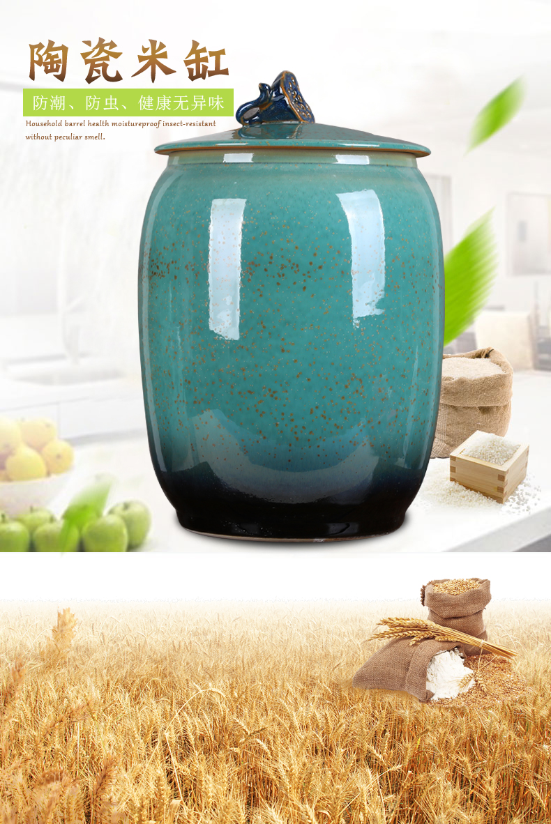 Jingdezhen ceramic barrel ricer box with cover seal tea caddy fixings household water tanks moistureproof multigrain bread cylinder cylinder meter box