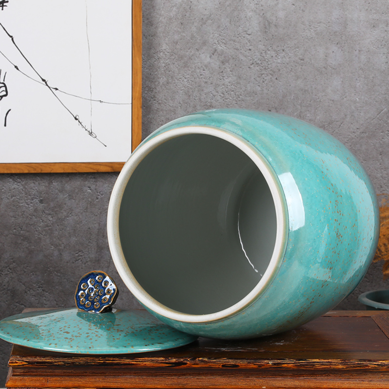 Jingdezhen ceramic barrel ricer box with cover seal tea caddy fixings household water tanks moistureproof multigrain bread cylinder cylinder meter box