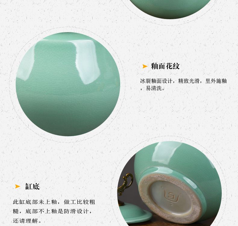 Jingdezhen ceramic barrel ricer box moistureproof insect - resistant seal storage jar with cover rice box storage oil tank m furnishing articles